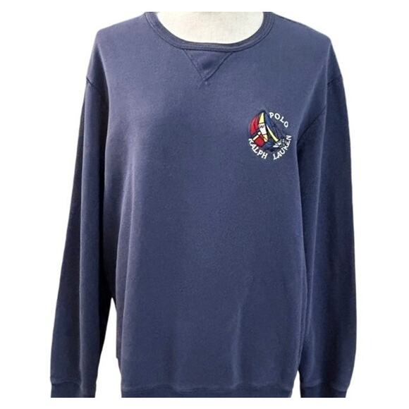 Vtg Polo Ralph Lauren Nautical Crew Sweatshirt XL Embroidered Sailing Preppy - Picture 4 of 16